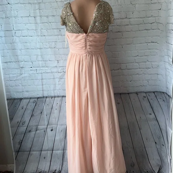 Jodi Kristopher Light Pink & Silver Bedazzled Formal Dress size 7 - Picture 6 of 10